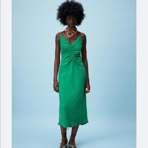Zara Green Satin Slip Dress